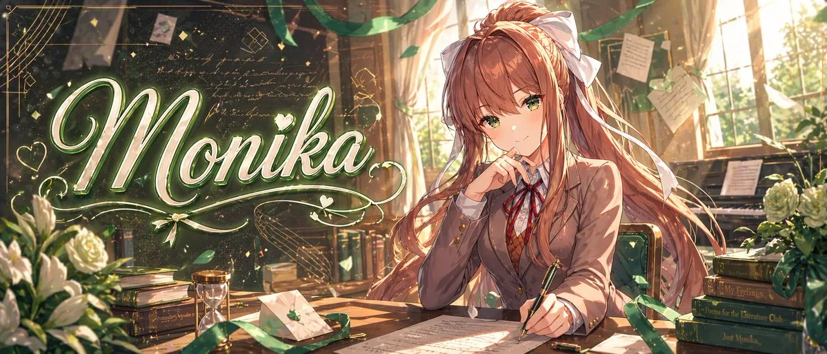 Banner anime minh họa Monika