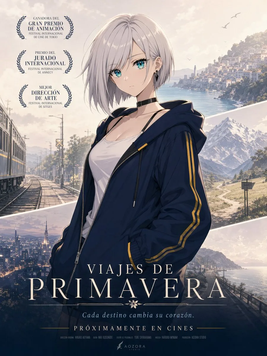 Poster phim anime du lịch mùa xuân