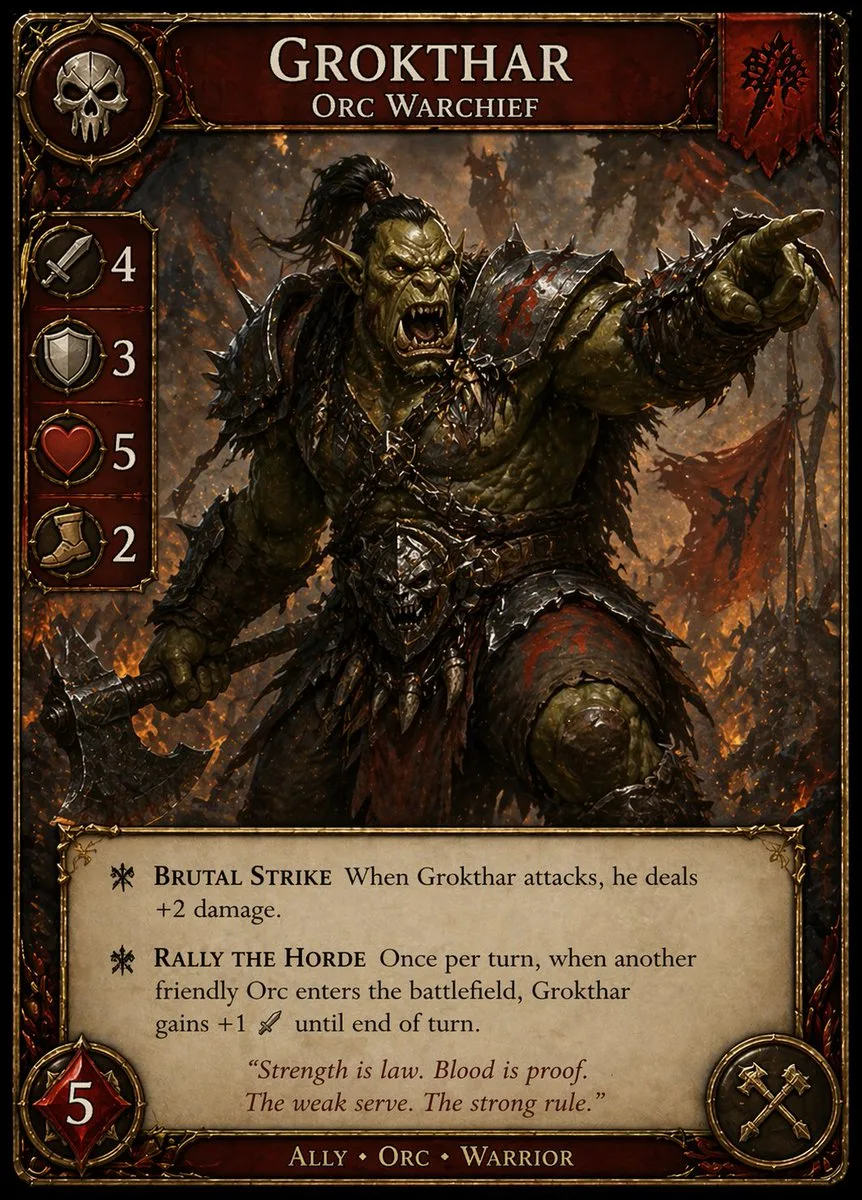Thẻ bài TCG Thủ lĩnh Orc Dark Fantasy