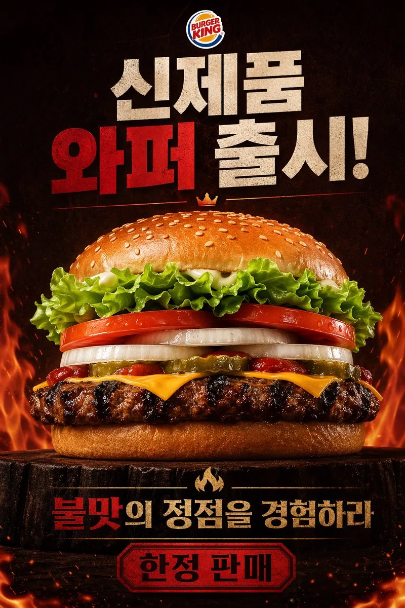 Poster quảng cáo Burger King Whopper rực lửa