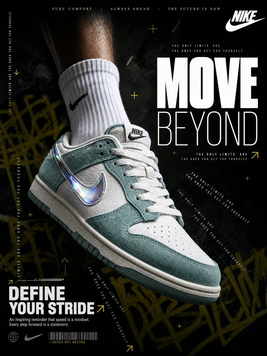 Quảng cáo giày sneaker Nike phong cách editorial ấn tượng