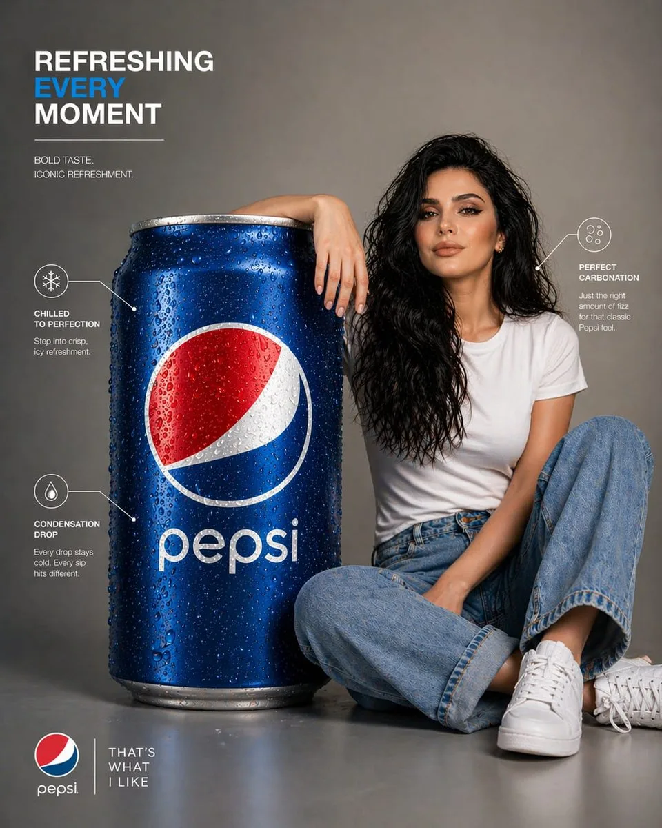 Poster quảng cáo Pepsi phong cách infographic