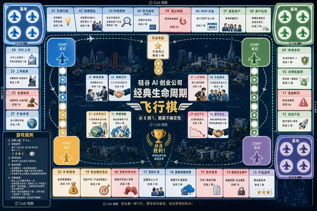 Thiết kế bàn cờ bay theo cốt truyện vòng đời startup AI