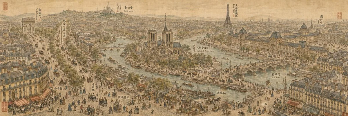 Paris thế kỷ 19 theo phong cách tranh thủy mặc