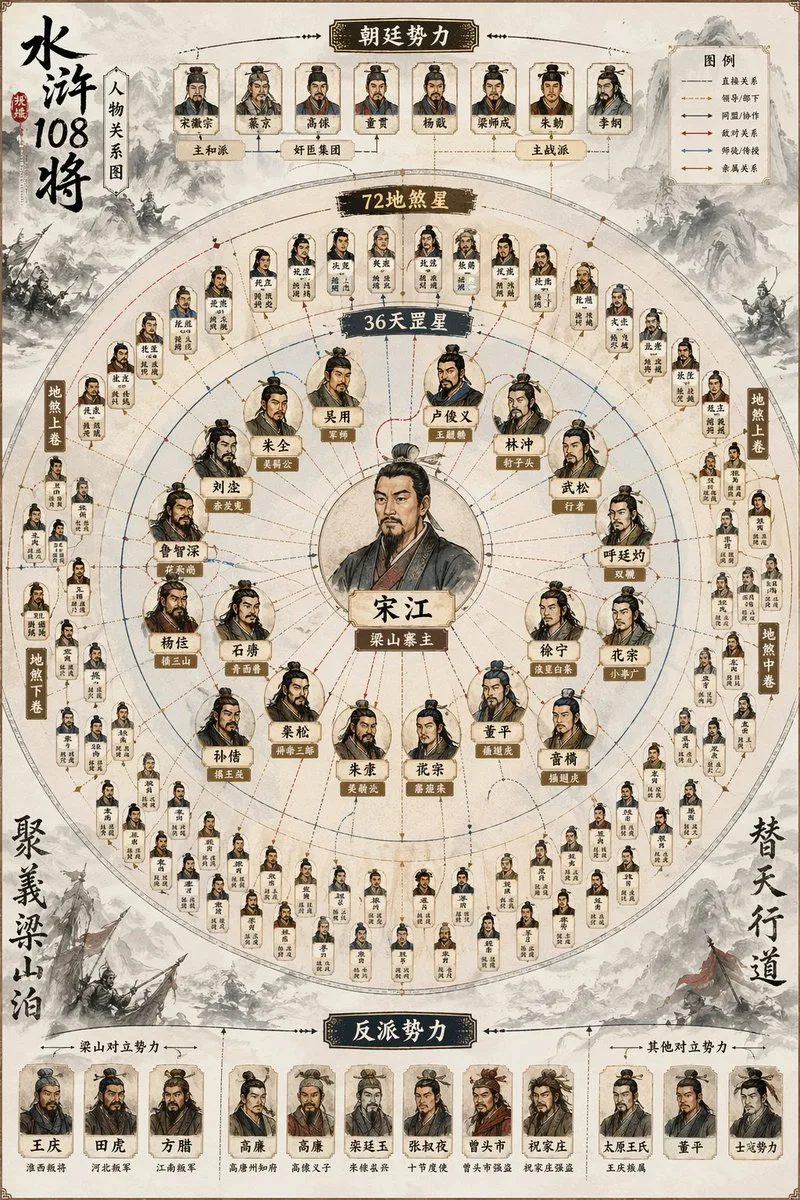 Sơ đồ quan hệ 108 anh hùng Thủy Hử
