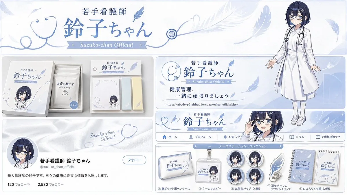 Bảng thiết kế nhận diện thương hiệu y tá Suzuko-chan
