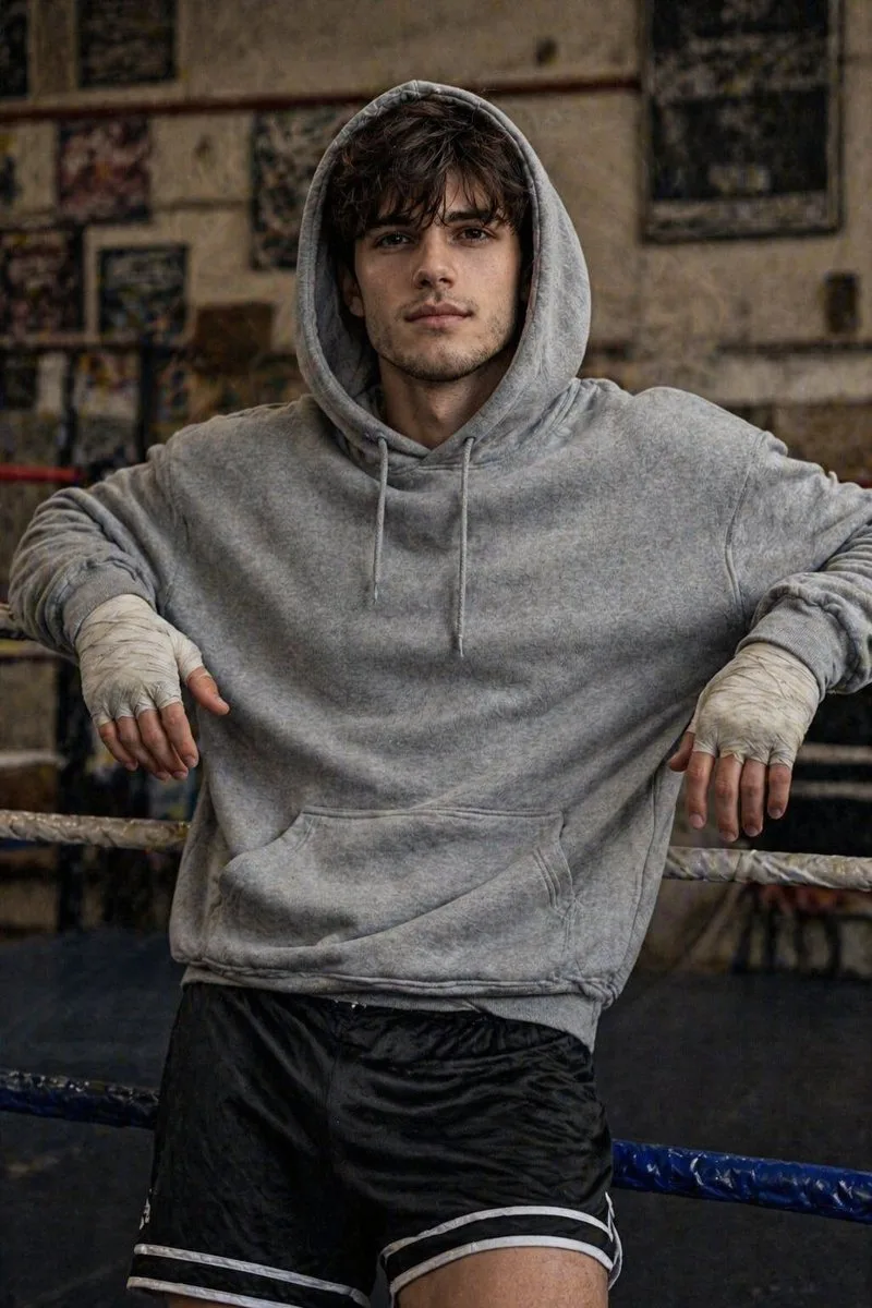 Võ sĩ boxing phong trần tựa vào dây đài