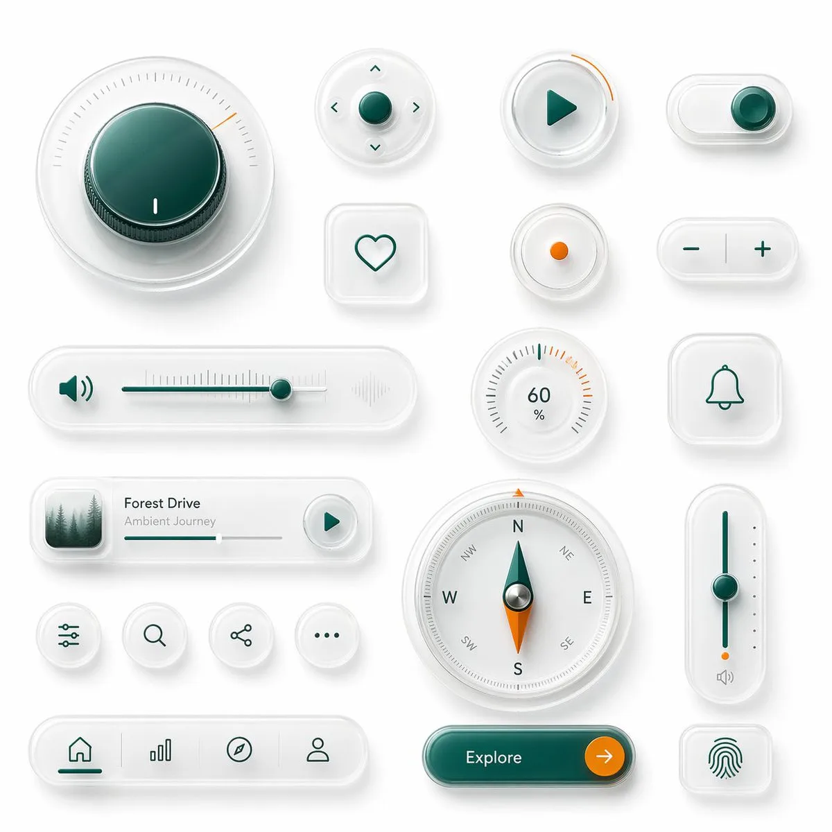 Bộ linh kiện UI phong cách Glassmorphism