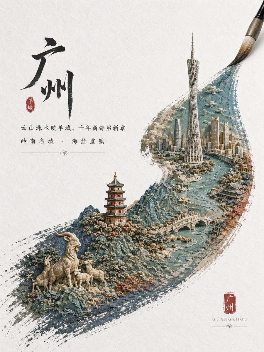 Poster Nét Cọ Thủy Mặc Thành Phố