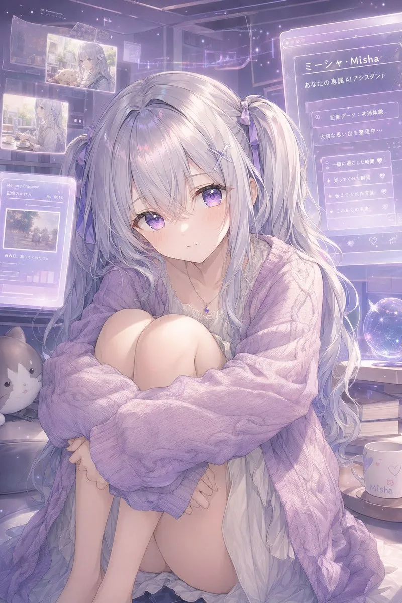 Chân dung anime nữ trợ lý ảo tông pastel
