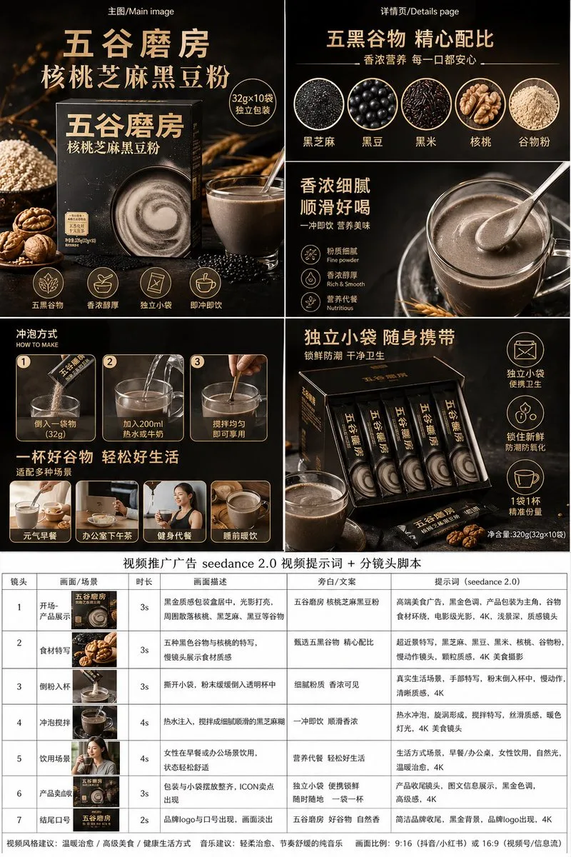 Bảng quảng cáo thương mại điện tử bột ngũ cốc cao cấp
