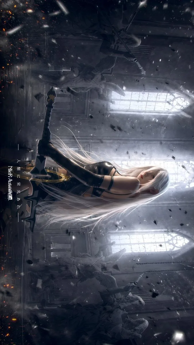 Nữ chiến binh android trong thánh đường gothic