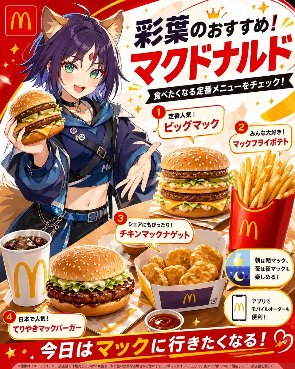 Poster anime quảng cáo thực đơn McDonald’s