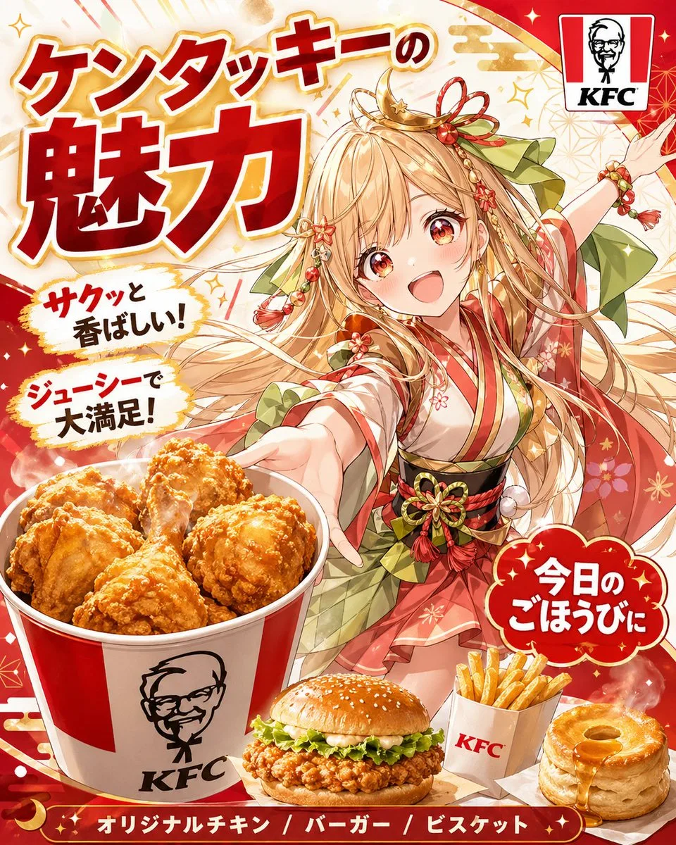 Poster quảng cáo KFC phong cách anime công chúa