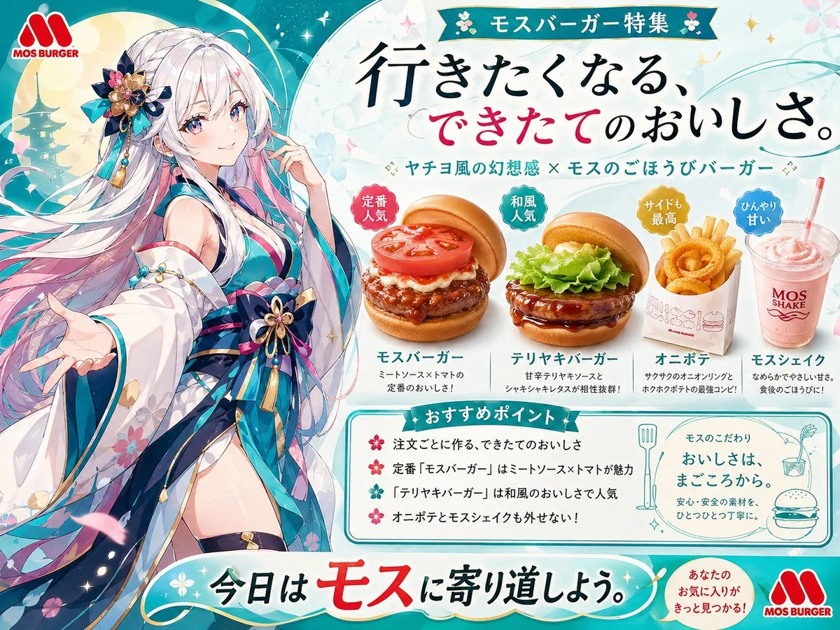 Poster quảng cáo MOS Burger phong cách anime