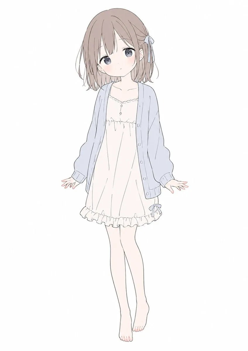 Thiết kế nhân vật nữ anime toàn thân phong cách pastel nhẹ nhàng