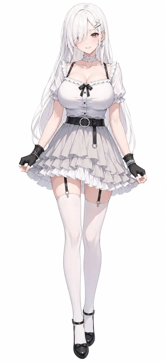 Cô gái anime phong cách gothic đơn sắc
