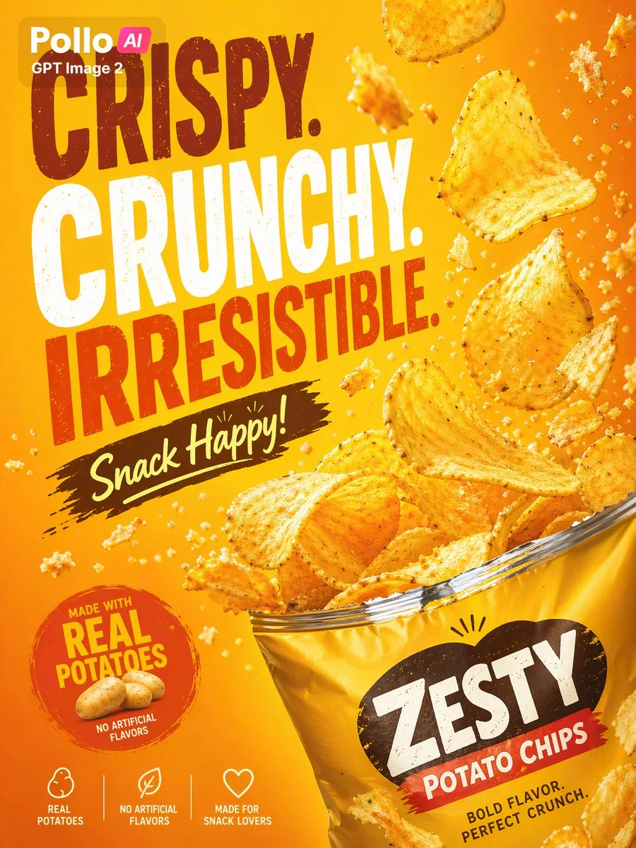 Poster quảng cáo snack khoai tây chiên ấn tượng