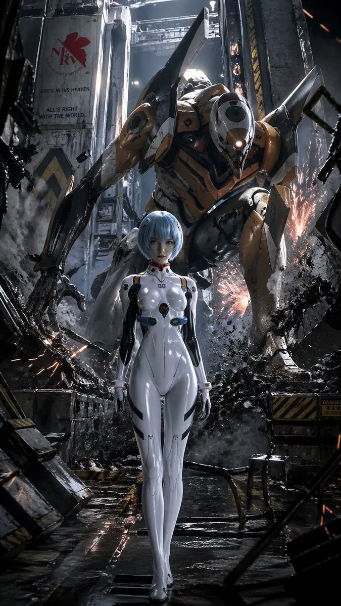 Poster Mecha trong Nhà Chứa Phong Cách Evangelion