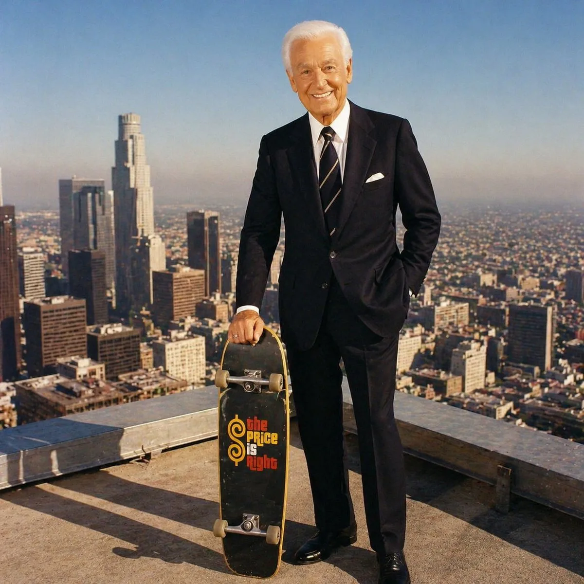 Chân dung Bob Barker trên đỉnh tòa nhà chọc trời