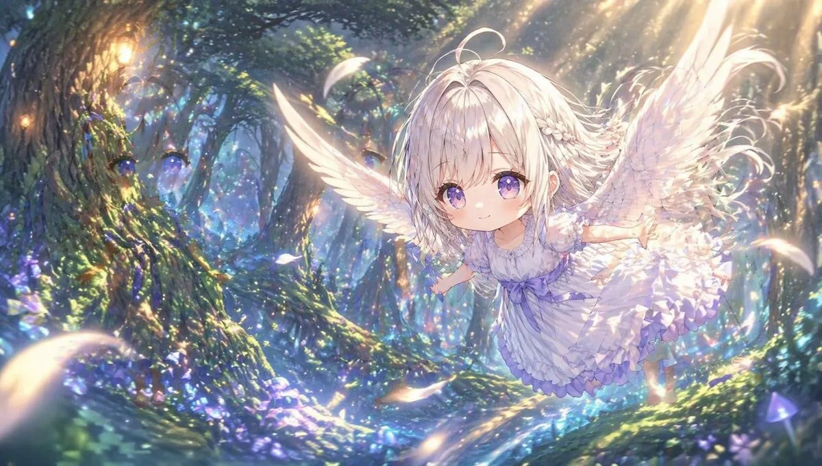 Thiên thần chibi trong khu rừng kỳ ảo