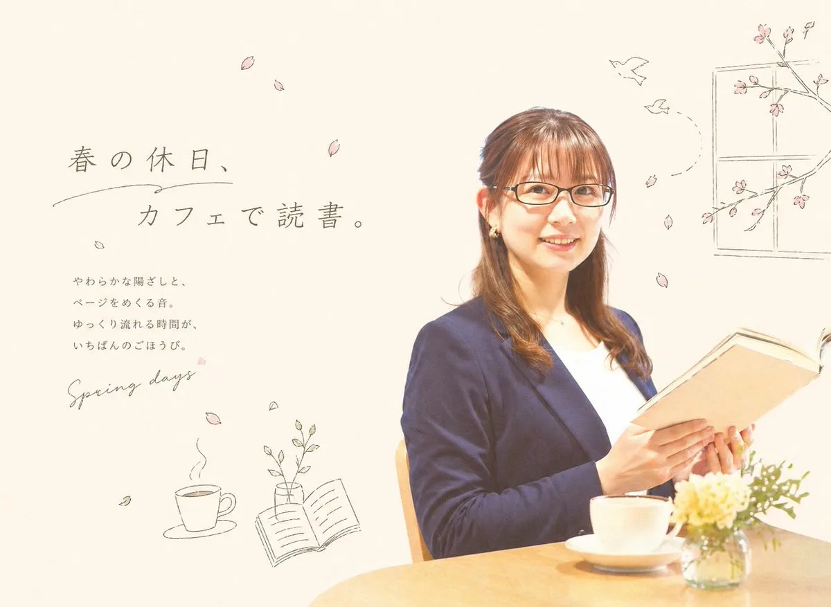 Ảnh tạp chí đọc sách tại quán cà phê mùa xuân