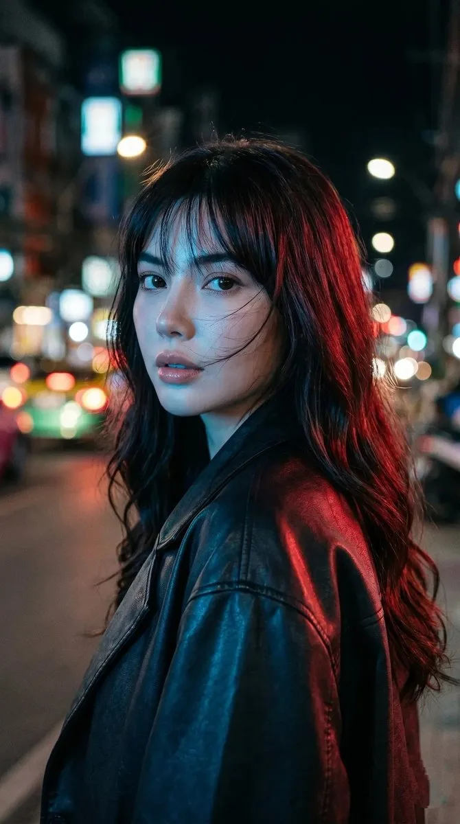 Chân dung cyberpunk dưới ánh đèn neon