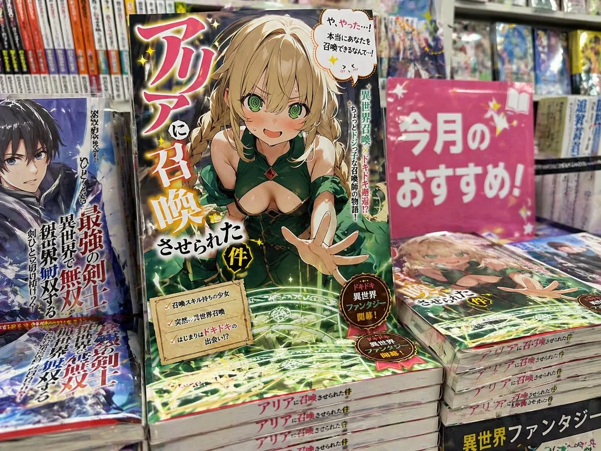 Bìa light novel và trưng bày tại hiệu sách