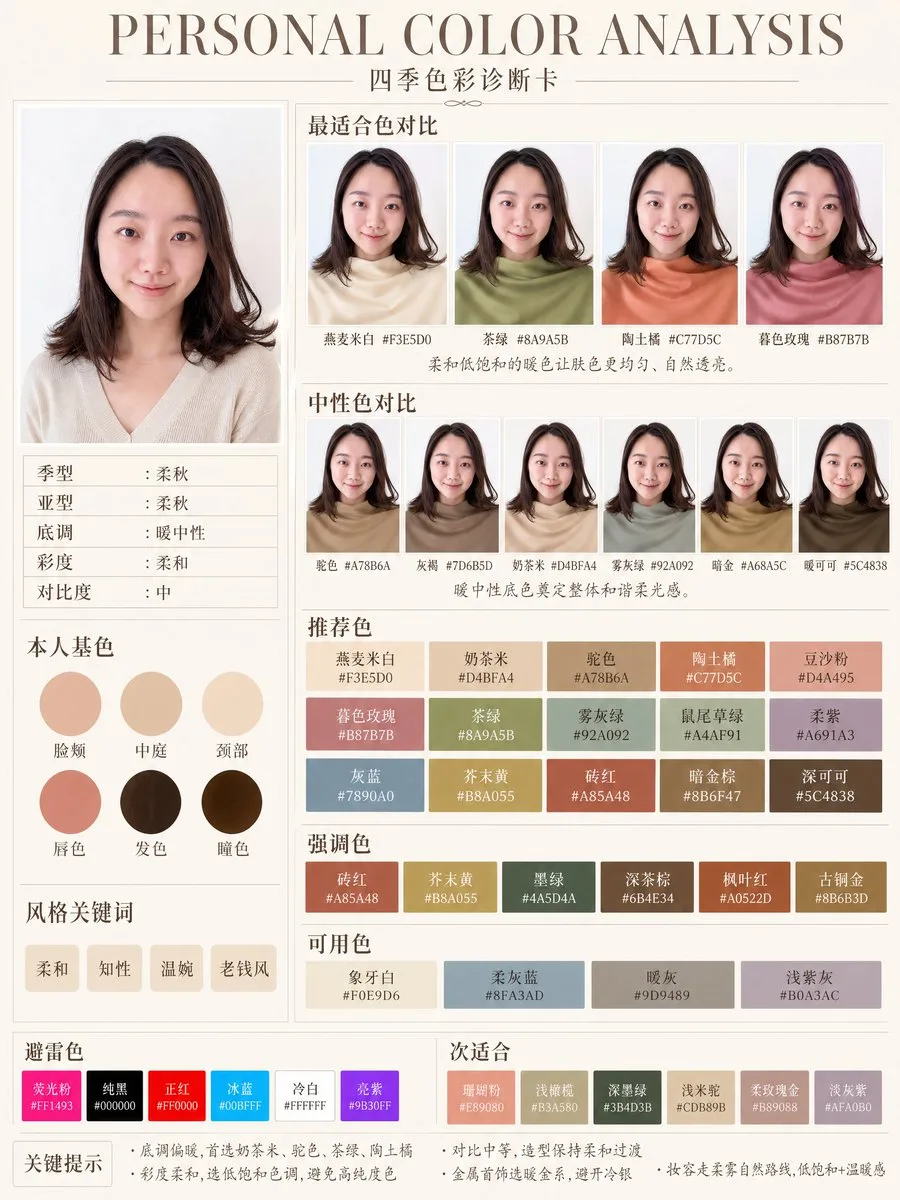 Bảng phân tích màu sắc cá nhân Soft Autumn
