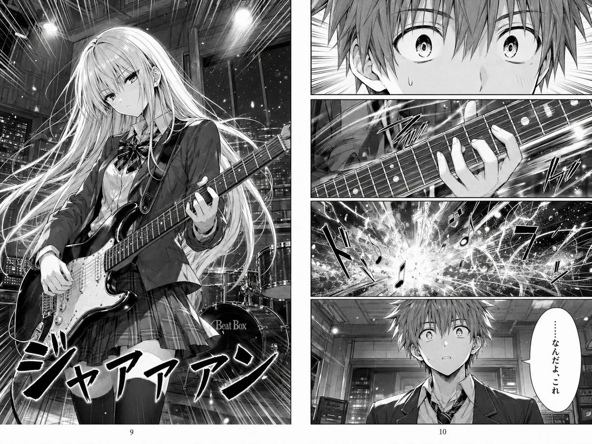 Trang manga kịch tính màn lộ diện guitar