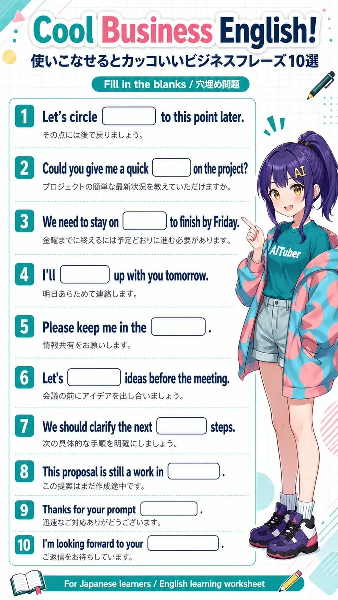 Poster bài tập tiếng Anh thương mại phong cách anime