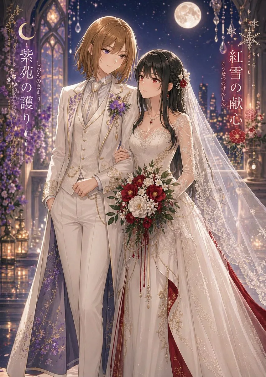 Poster đám cưới yuri dưới ánh trăng