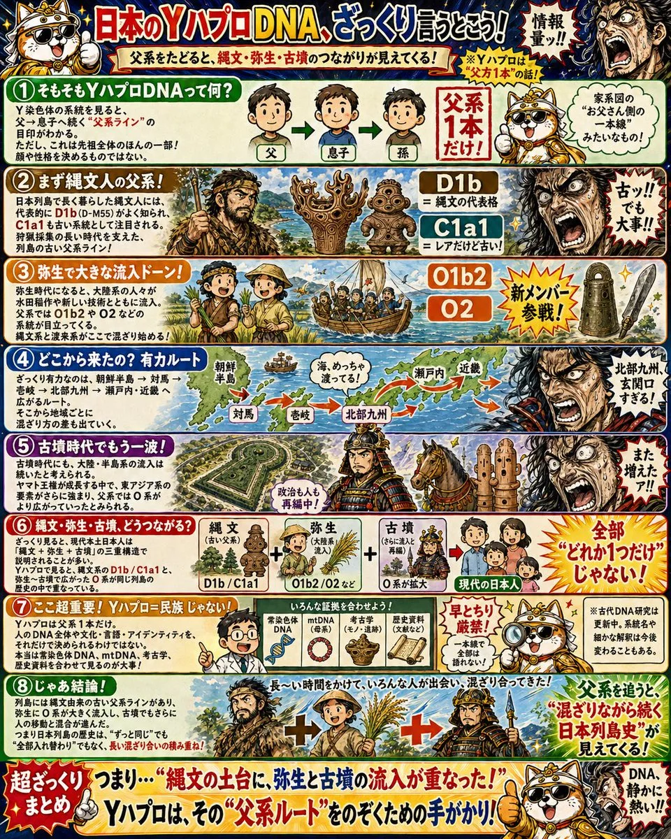 Poster infographic lịch sử Y-DNA Nhật Bản
