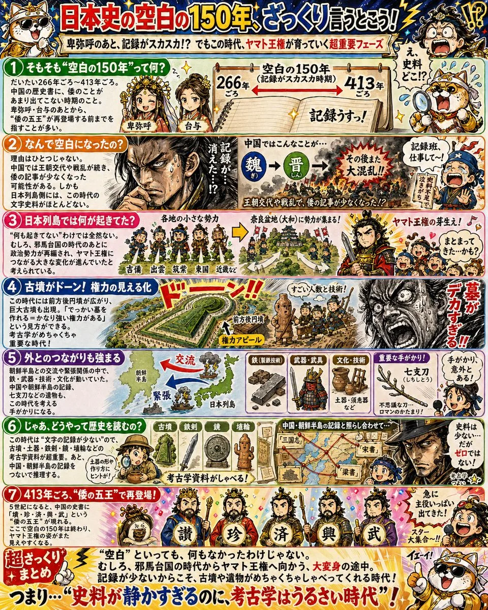 Poster infographic manga lịch sử Nhật Bản: Khoảng trống 150 năm