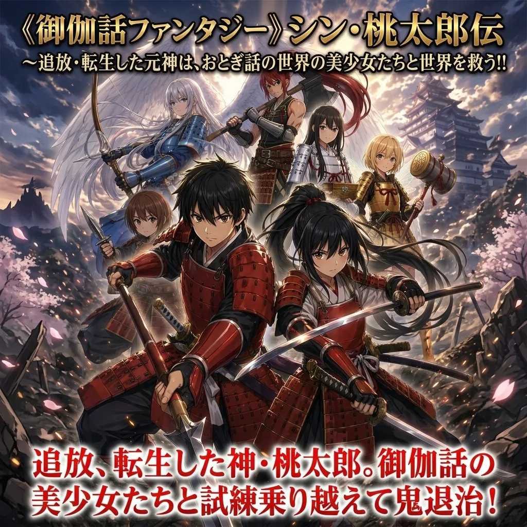 Bìa light novel kỳ ảo Momotaro sử thi