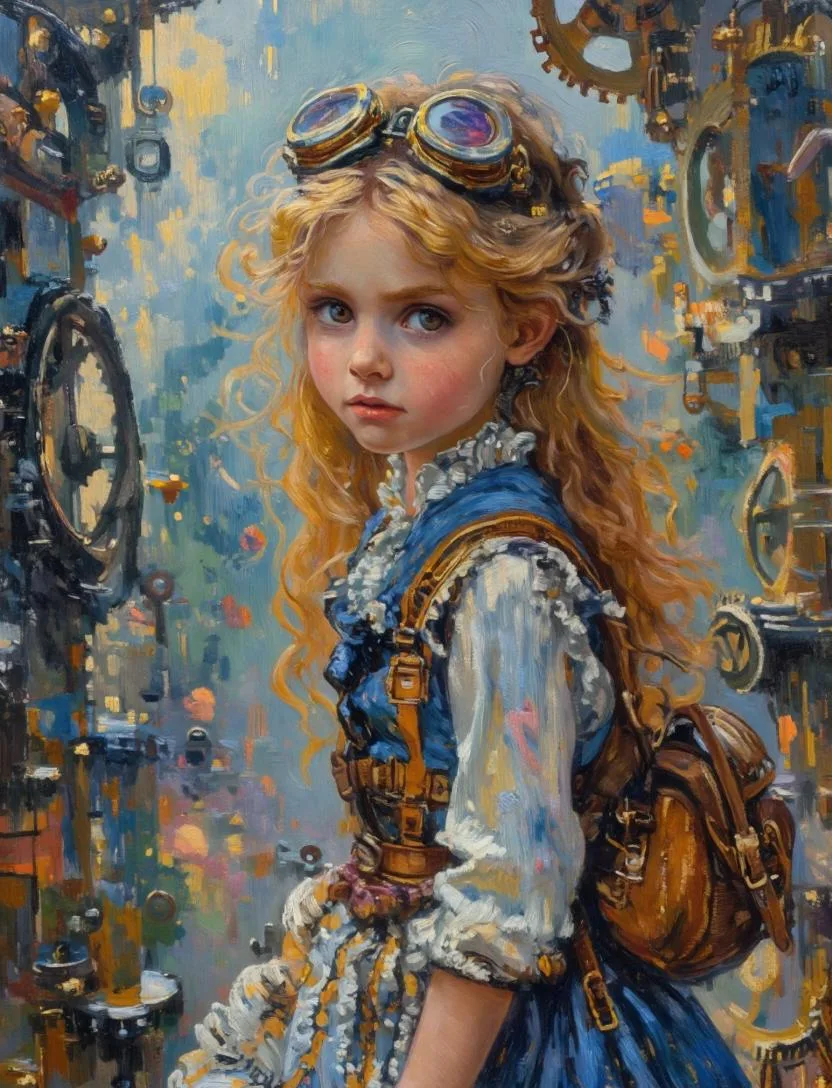 Chân dung cô gái steampunk phong cách hội họa