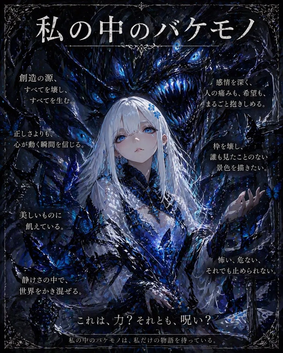 Poster quái vật nội tâm phong cách dark fantasy