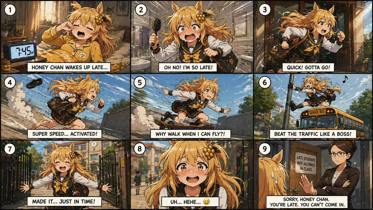 Truyện tranh anime: Nữ sinh đi học muộn