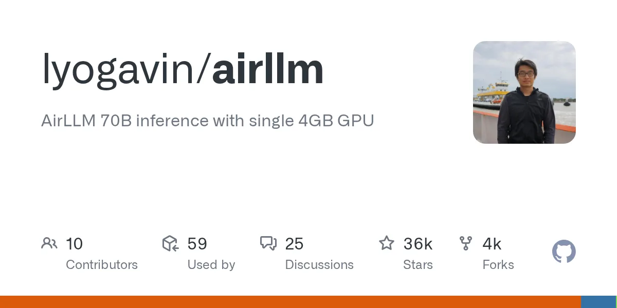 airllm giup chay mo hinh llm 70b tren gpu 4gb don le