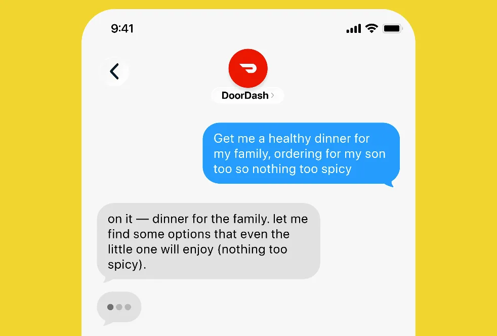 doordash ra mat agent ai dat do an qua tin nhan imessage