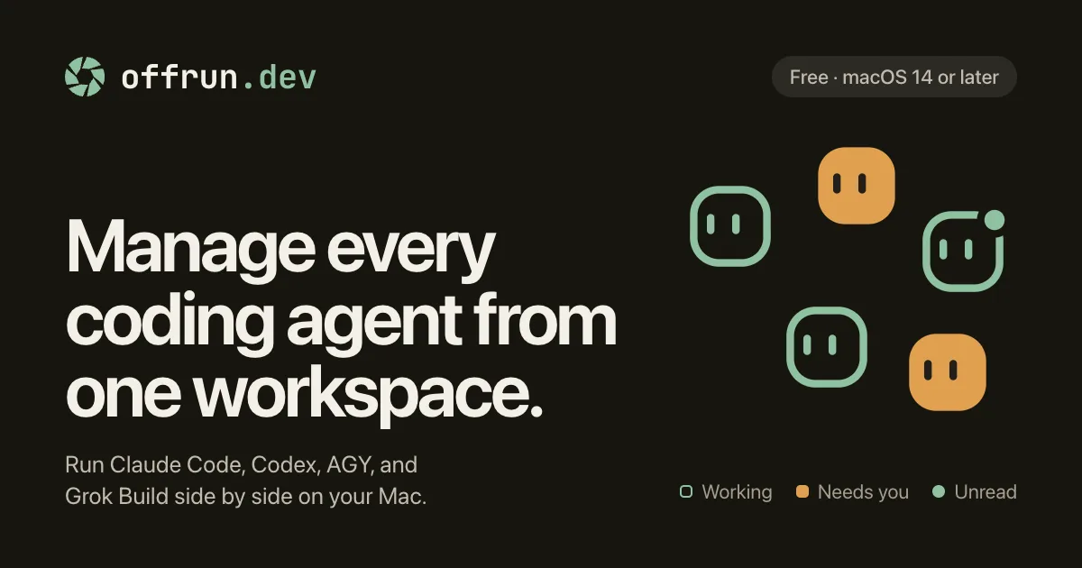 offrun khong gian lam viec quan ly nhieu ai coding agent cung luc tren macos